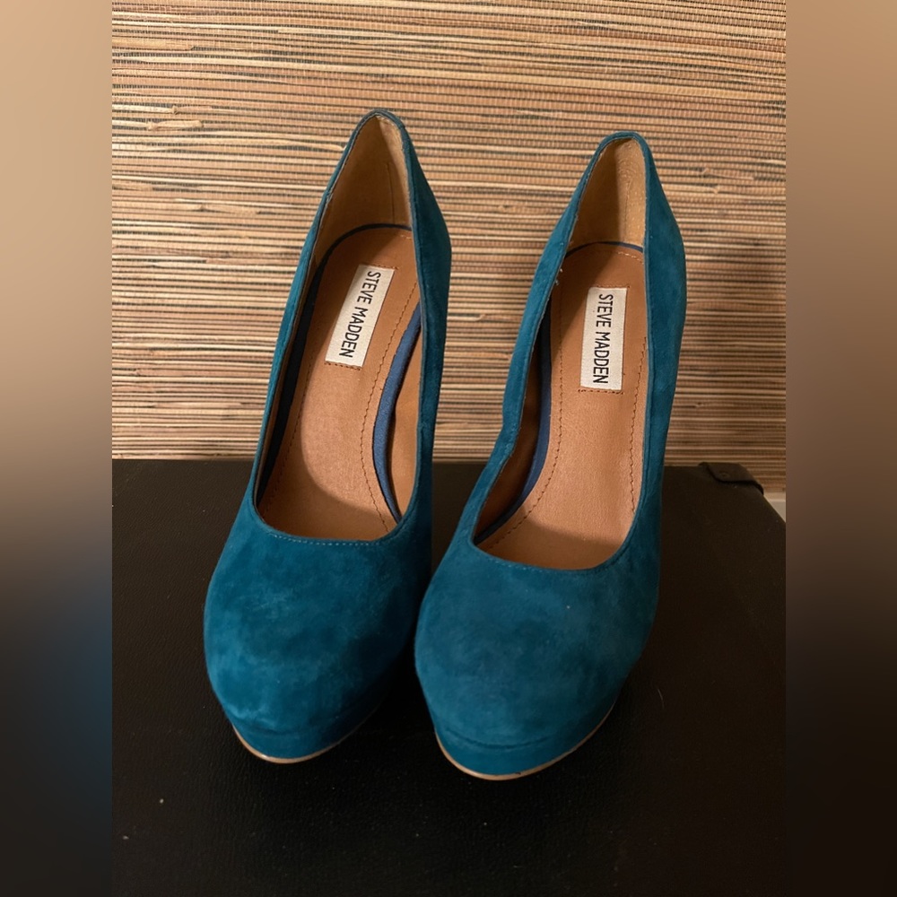 Steve Madden suede pumps high heels teal size 7